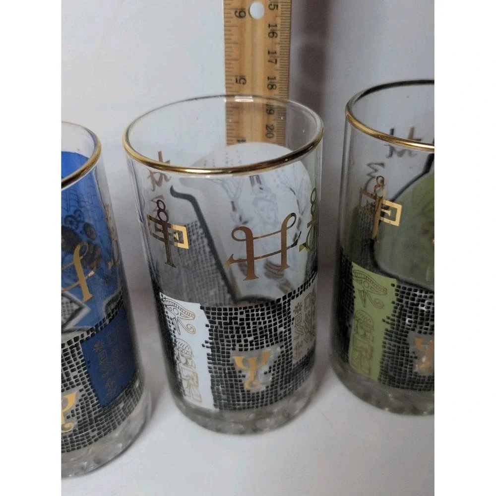 Vintage Roerig Pfizer Pharmaceutical Kalamazoo Promo Glasses Set of 5 MCM 1960's